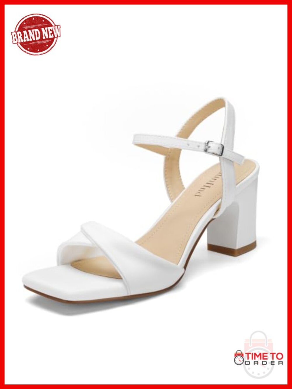 Women Block Heel Sandals Square Open Toe Strappy 2.5 Inch Faux Leather